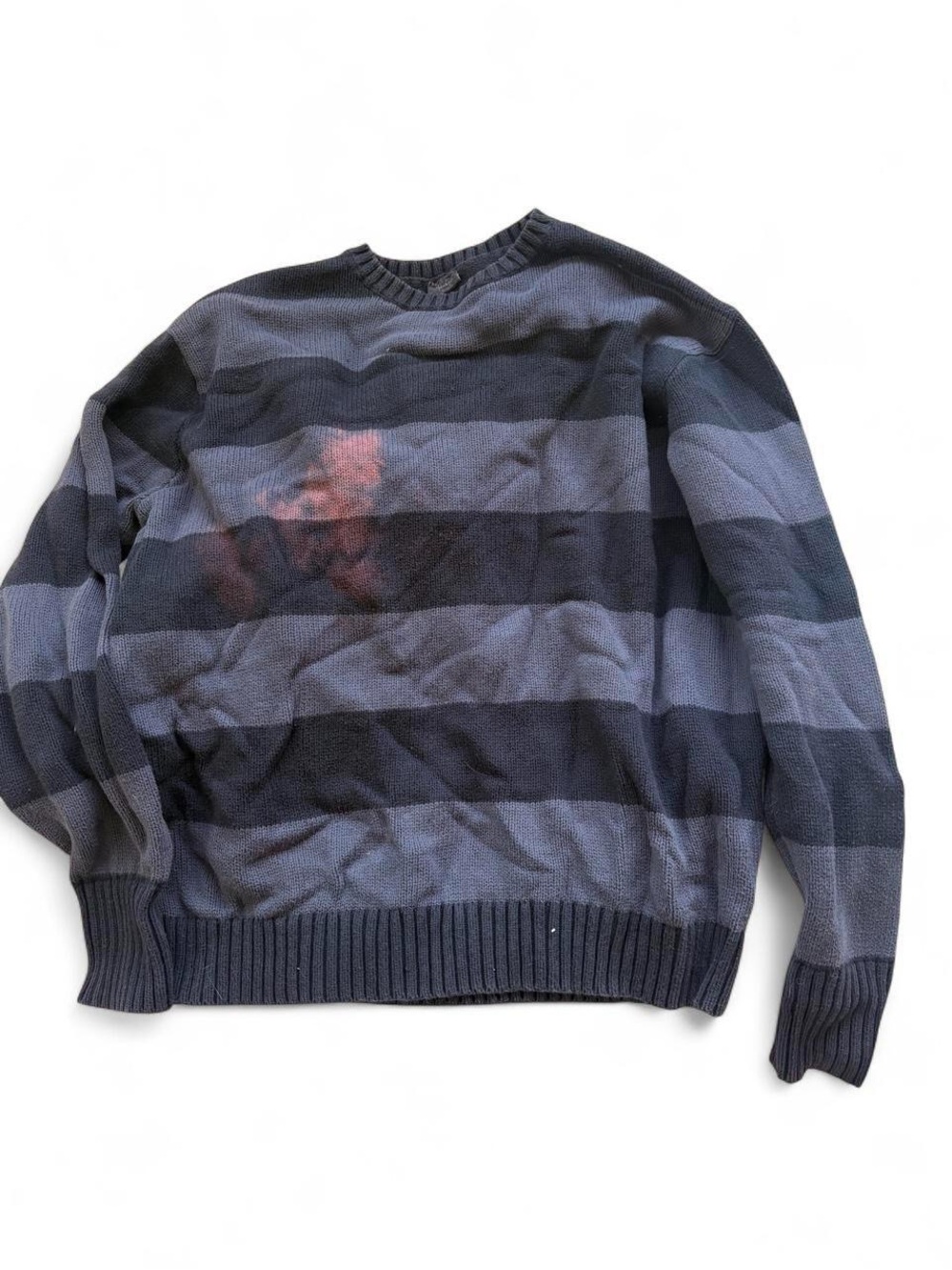 Brandy Melville Striped Crewneck Sweater - Navy and Gray